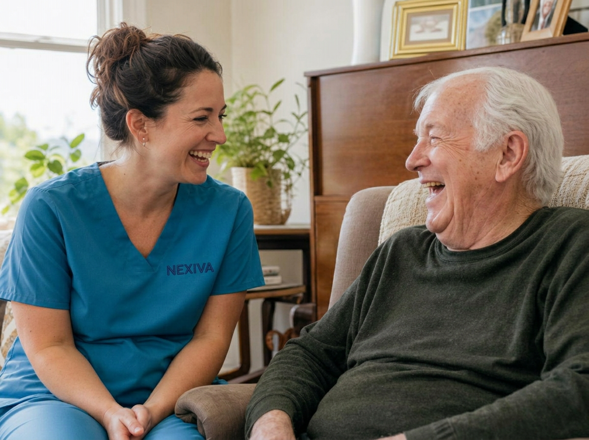 Caregiver holding hands with an elderly client